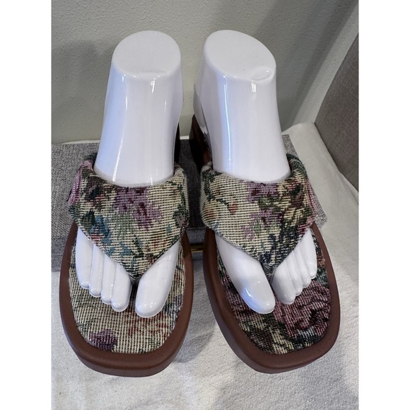 Women's Cider Fabric Tapestry Flip Flop Sandals Cottagecore Y2K Momcore Siren - Picture 4 of 11